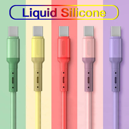 Fast Charging USB C Cable TYPE C Liquid Soft Silicone Data Cord For Huawei Xiaomi 1/1.5/2M Mobile Phone USB-C Charger Wire
